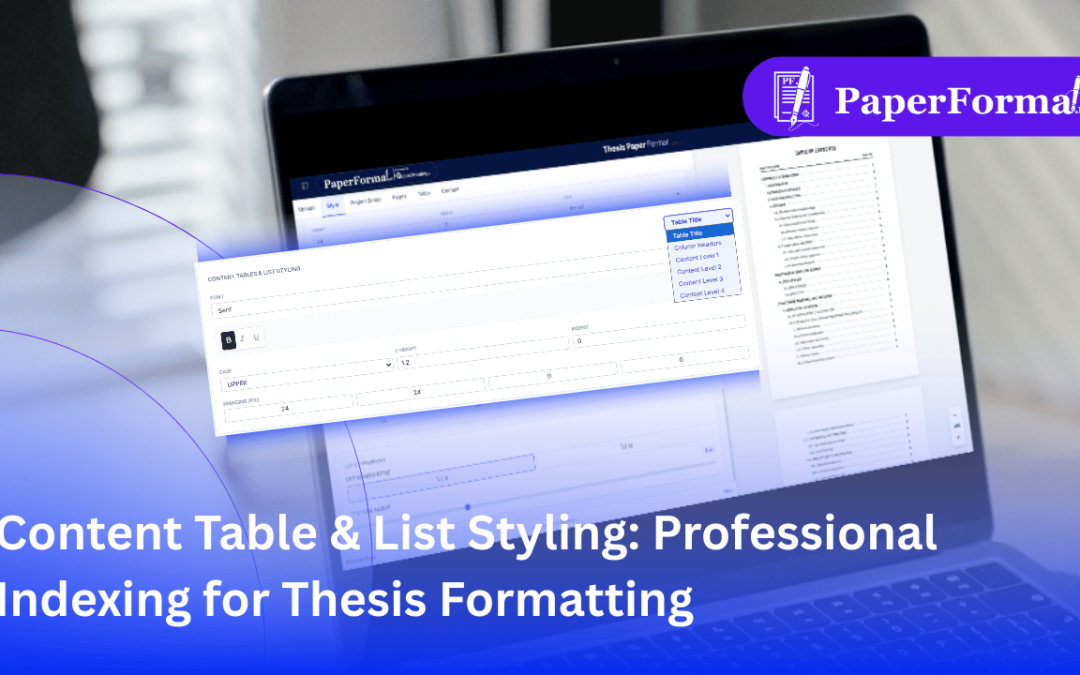 Content Table & List Styling: Professional Indexing for Thesis Formatting