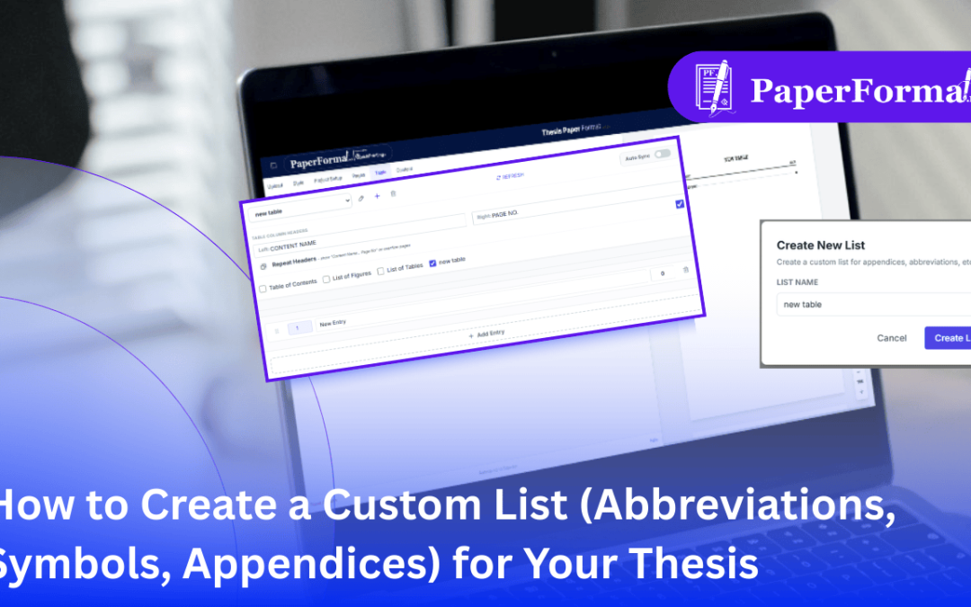 How to Create a Custom List (Abbreviations, Symbols, Appendices) for Your Thesis