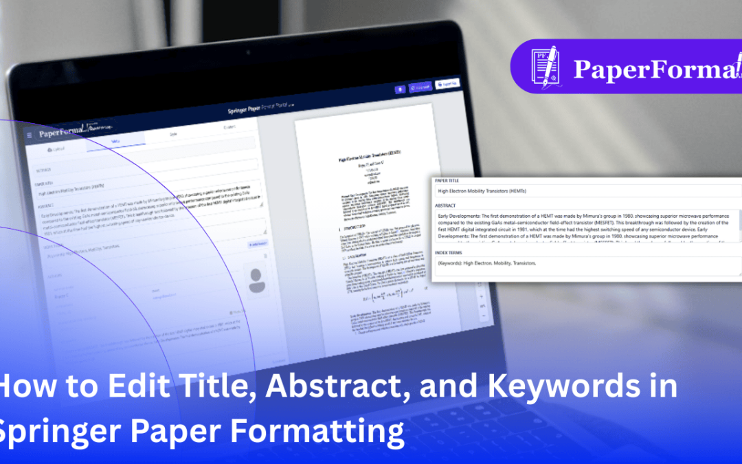 How to Edit Title, Abstract, and Keywords in Springer Paper Formatting