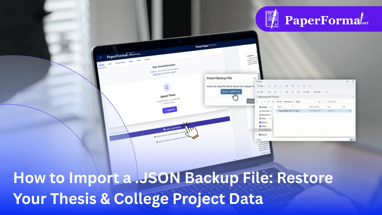 How to Import a .JSON Backup File Restore Your Thesis & College Project Data