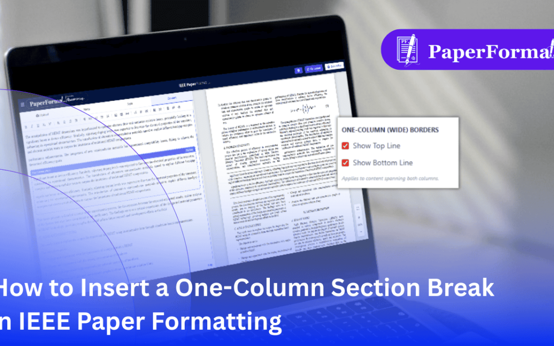 How to Insert a One-Column Section Break in IEEE Paper Formatting