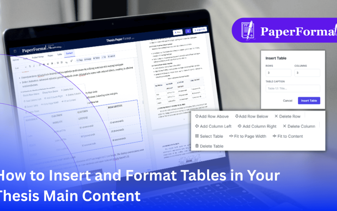 How to Insert and Format Tables in Your Thesis Main Content